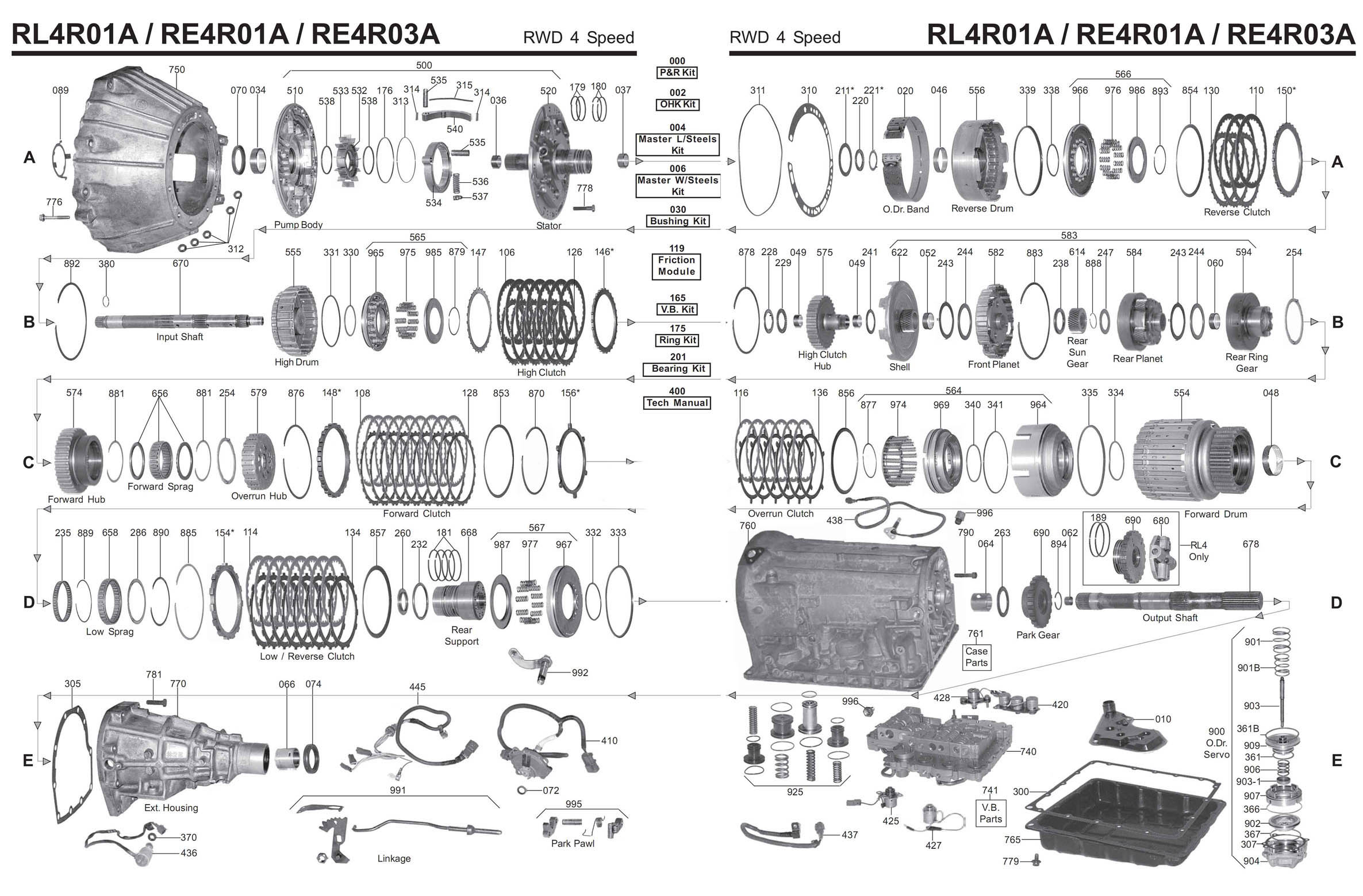 Transmission repair manuals RE4R01A / RL4R01A (JR402 ...