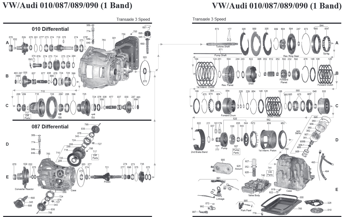 Transmission repair manuals 010 VW/Audi (087 / 089 / 090 ...