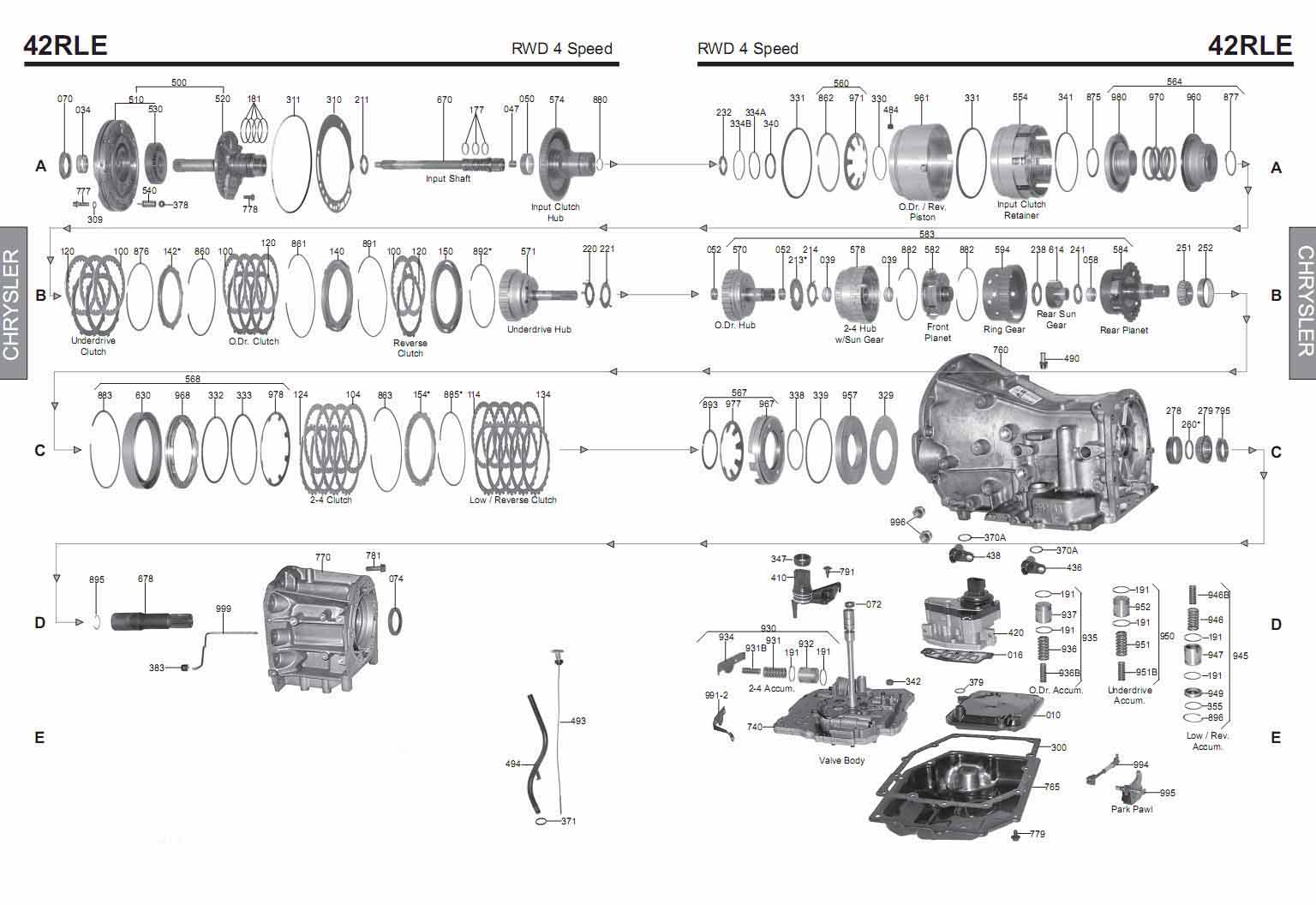 42RLE Transmission repair manuals (42LE / A606) Rebuild instructions