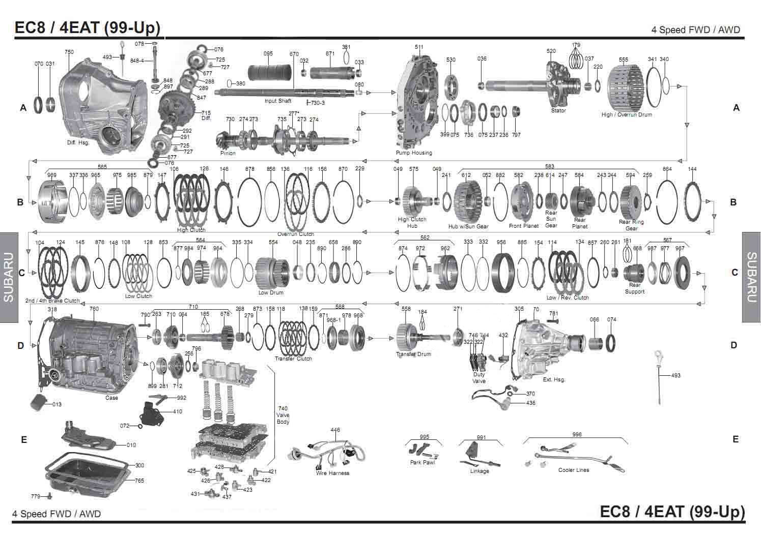 4EAT Transmission repair manuals (Subaru) Rebuild instructions