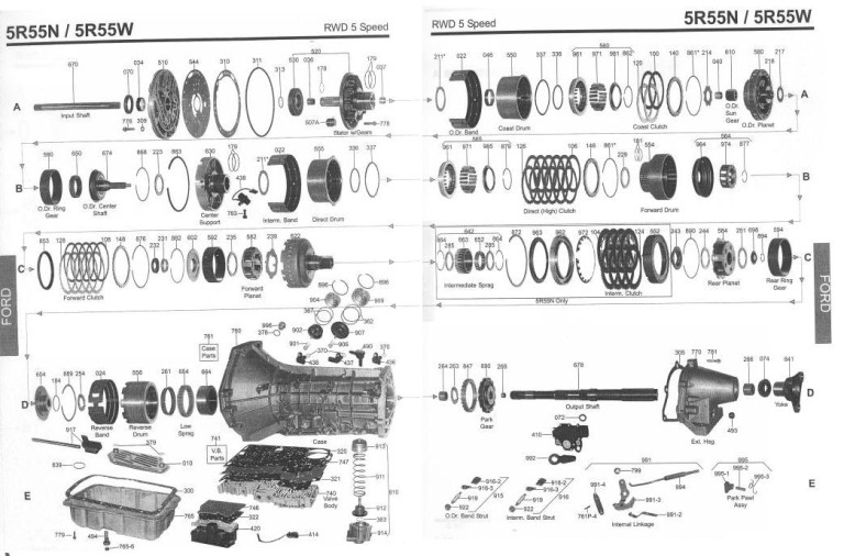 Transmission repair manuals 5R55W /S /N | Instructions for rebuild ...