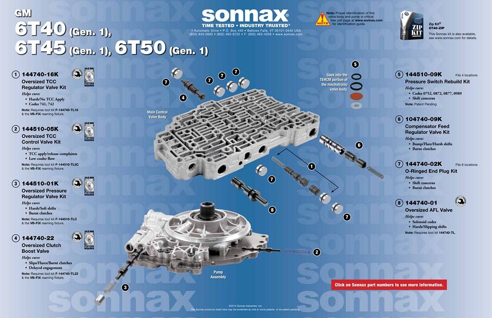 6T40 transmission valve body 