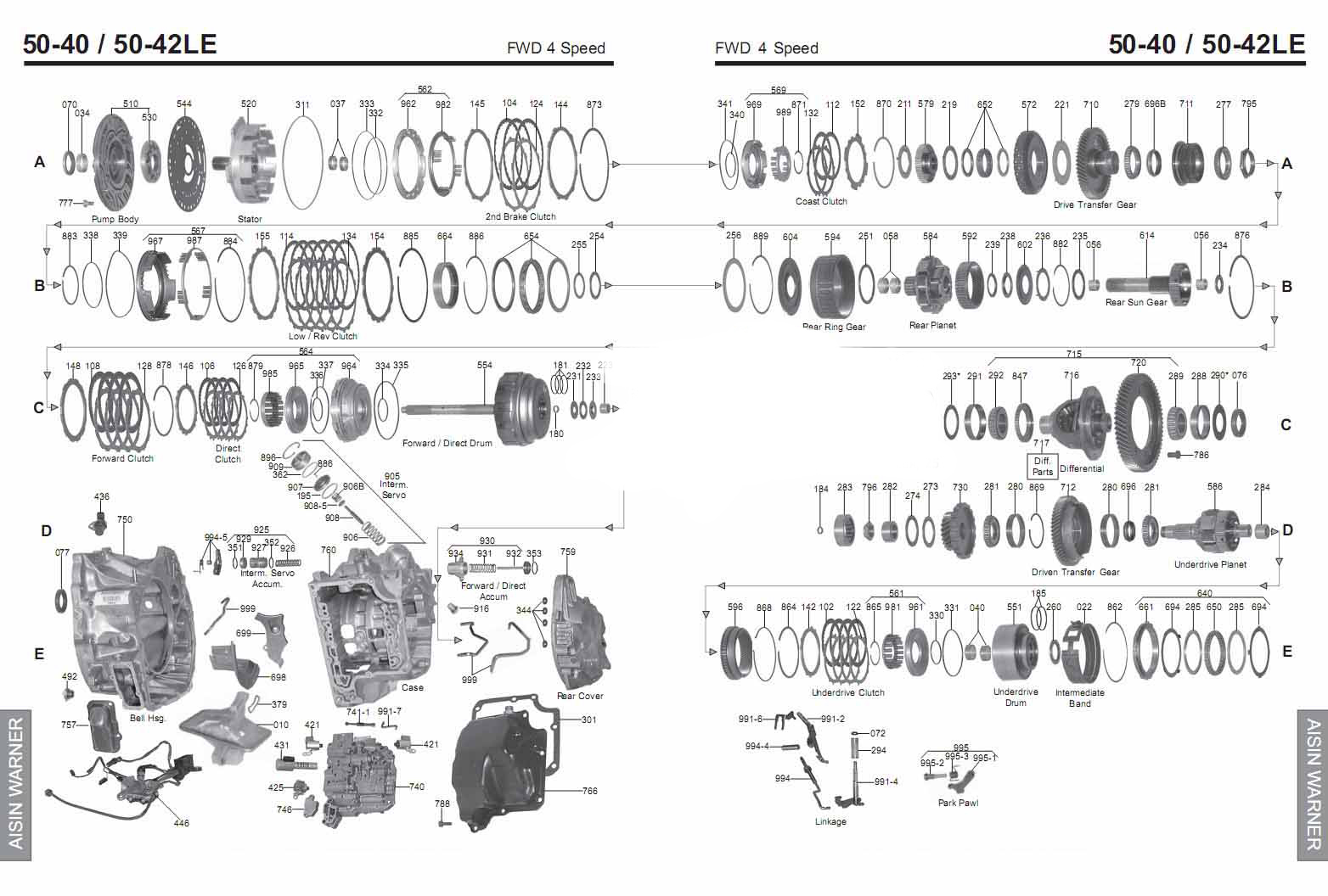 Transmission Repair Manuals Aw 50 42le Aw50 40ls Af14 Af Af22 Rebuild Instructions