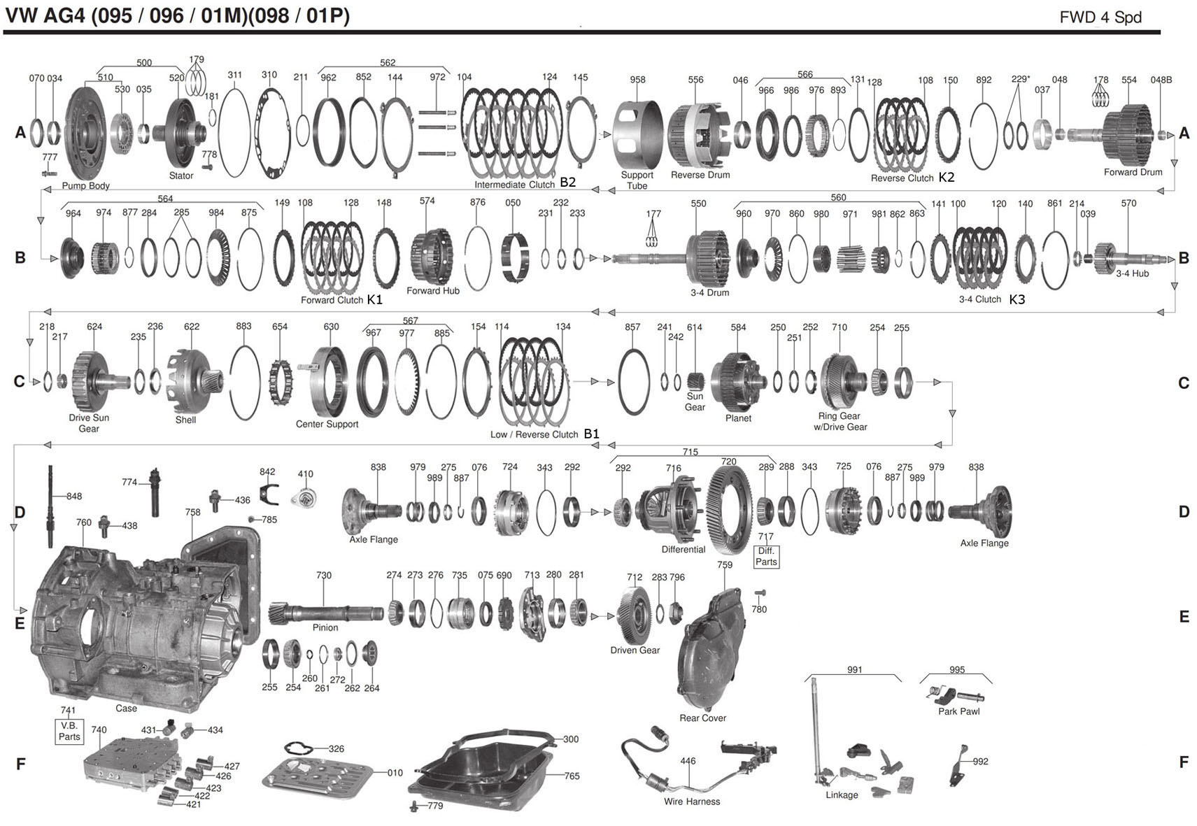 Transmission repair manuals VW 01M, 01P Rebuild instructions