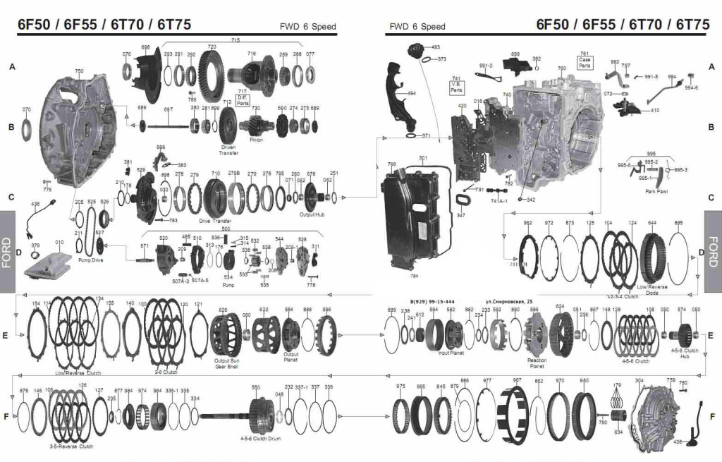 Transmission repair manuals GM 6T75 (6F50 6F55 Ford) | Rebuild instructions