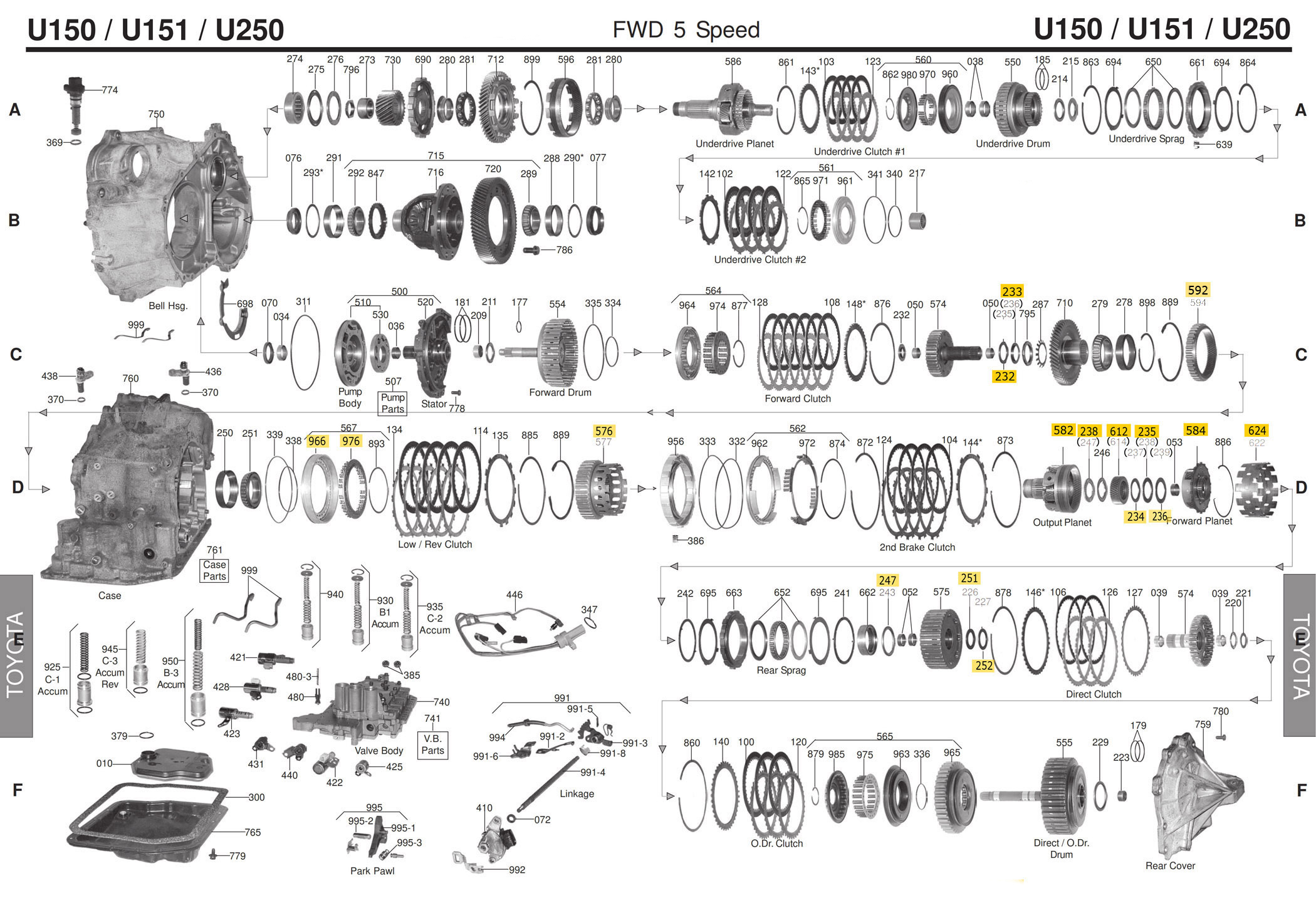 Transmission Repair Manuals U151 U250 Rebuild Instructions