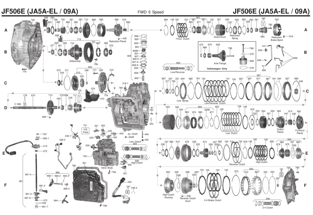 Transmission repair manuals 09A VW (JF506E, JA5A-EL, RE5F01A) - Rebuild ...