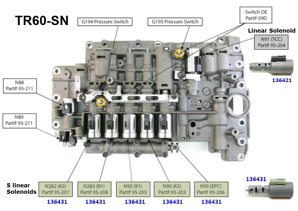 Transmission Repair Manuals 09d Aw Tr 60sn Rebuild Instructions