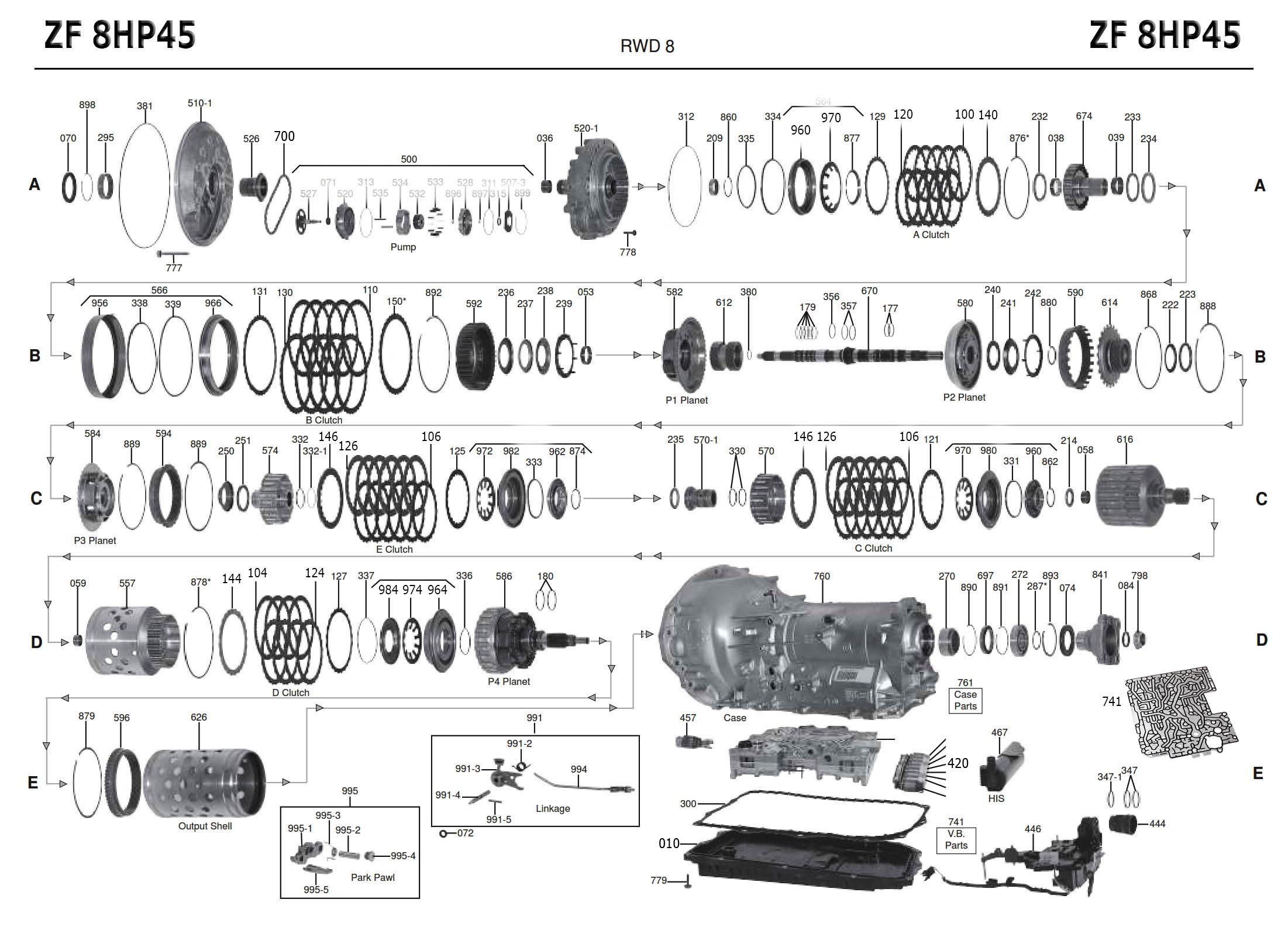 Transmission Repair Manuals ZF8HP45 ZF8HP70 ZF8HP55A ZF8HP90 